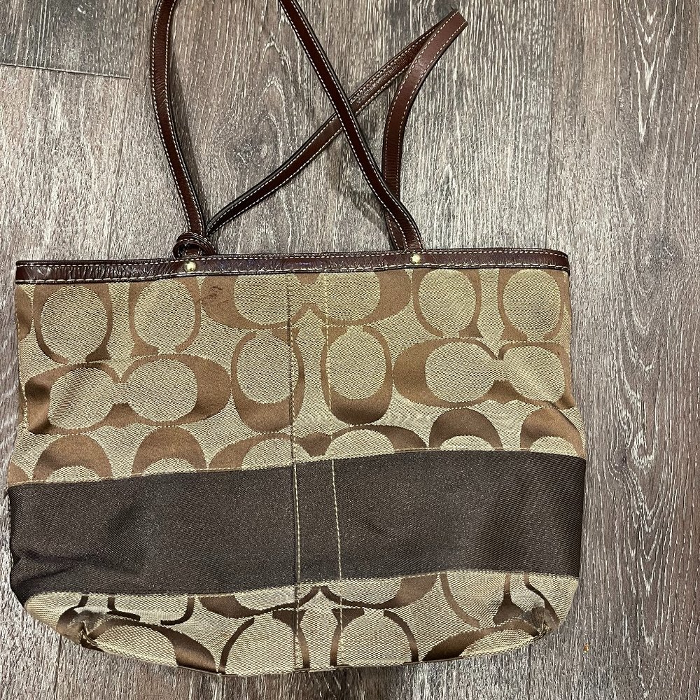 Authentic Brown Coach Tote with Large Band